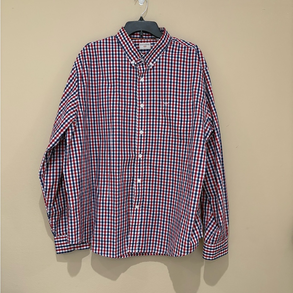 Men's Red and Blue Checkered Shirt